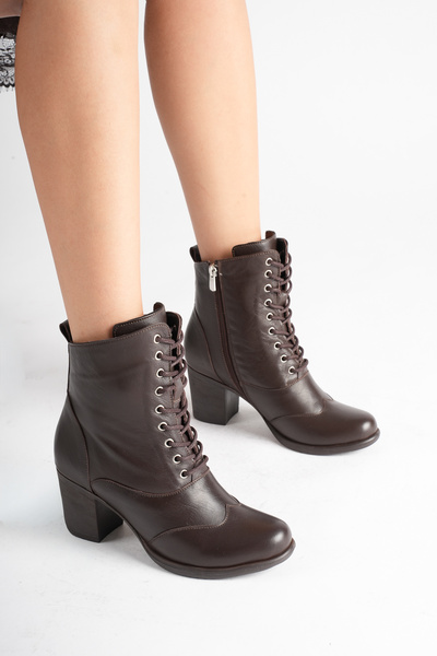 ANALİN SHOES Cizme de iarnă elegante, din piele naturală, cu șireturi și toc ...