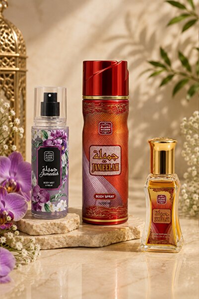 Naseem Jameelah Fragrance Combo | Body Mist 100ml + Body Spray 200ml + Roll-O...