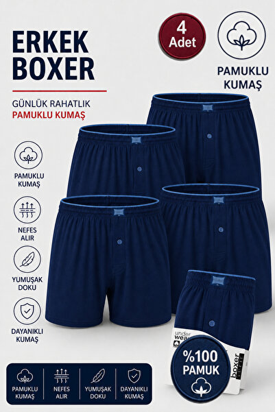Alıç Boxeri bărbați din bumbac pieptănat, 4 bucăți, 100% bumbac (Vânzător aut...