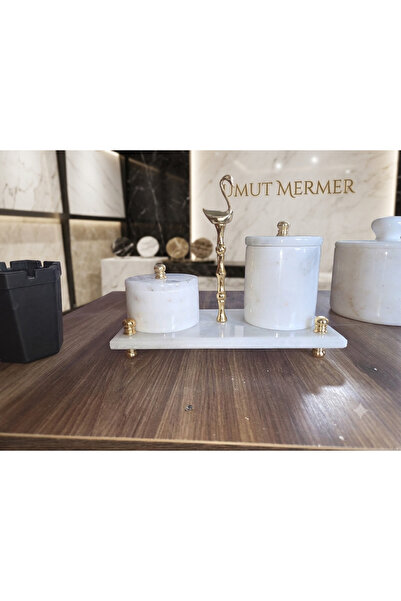 umut mermer علبة توابل رخامية 3 قطع