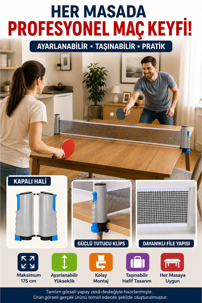 OpenCity File de tenis de masă reglabilă, tragabilă, 175 cm, portabilă, compa...