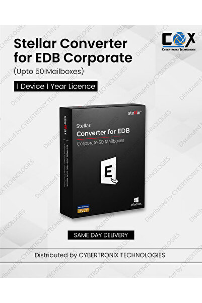 STELLAR Converter for EDB Corporate (Up to 50 Mailboxes) | 1 Device for 1 Yea...