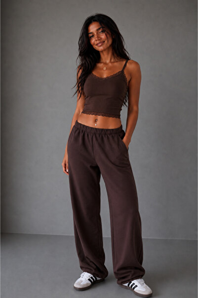 Be Best Women's Brown Elastic Waist Sweatpants Be499