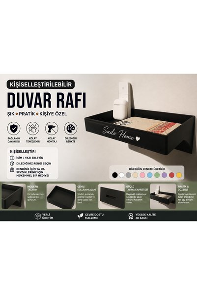 Print Zone Duvara Organizer Raf - Telefon, Anahtar ve Cüzdan İçin Pratik Duva...