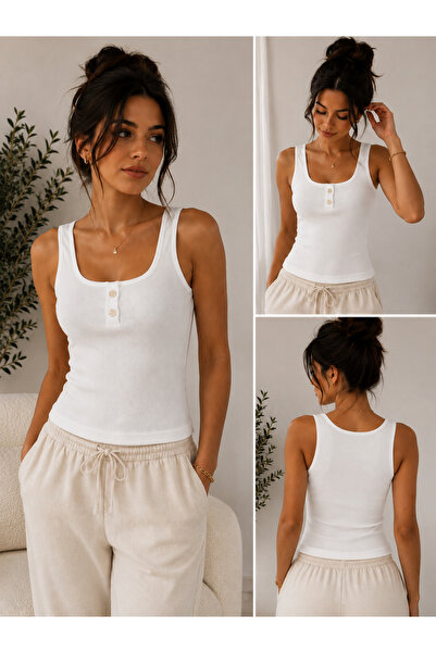 MAVİ QUMSAL Ribana Athlete's Top with Decorative Trim on the Front, Flexible ...