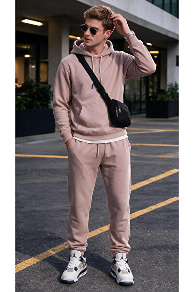 EydaMoon Men's 3-Strap Winter Tracksuit Set with Kangaroo Pockets (Soft Puff ...