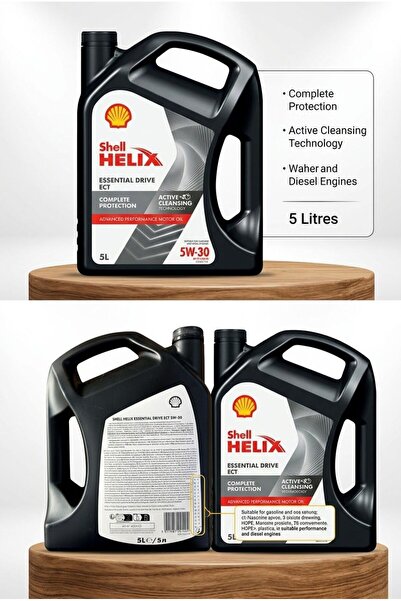 SHELL YENİ HELIX ESSENTIAL DRIVE ECT 5W/30 5 LİTRE ÜRT : 08.2026 DİZEL PARTİK...
