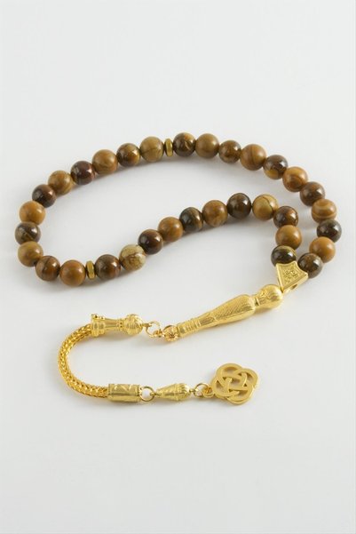 HOŞGÖR ACCESSORIES Jasper Tiger's Eye Natural Stone Prayer Beads 8 mm