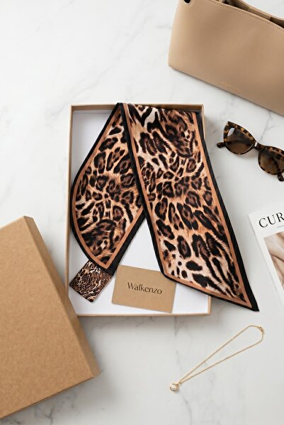 Papuçsepeti Panthera Leopard Patterned Silky Textured Women's Tie Scarf – Nec...