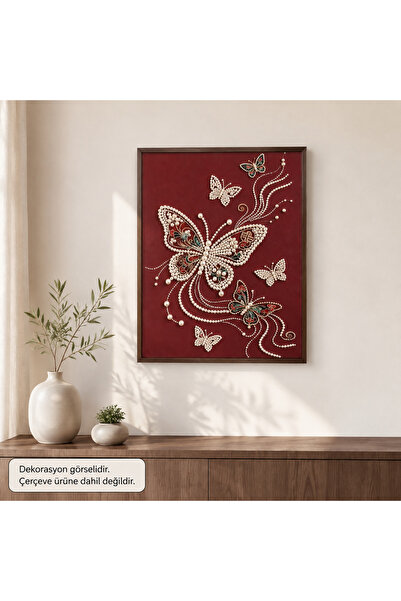 WoodenThings Zarif Kelebekler İnci Boyama Tablo Kiti – 35×45 cm