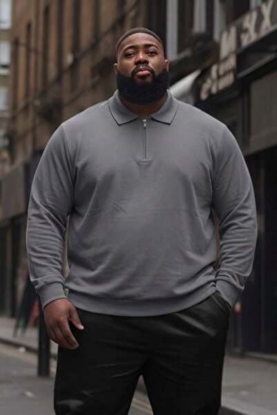 Maccali Men's Trend Plus Size Smoked Knitwear Sweatshirt