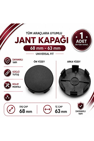 Jant Göbek Kapağı Dış Çap 68 mm - İç Çap 63 mm
