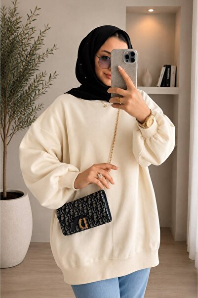 STF MODA Half Turtleneck Oversize Knitwear Sweater Ecru