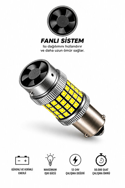 vr pro 1156 40 Ledli Beyaz Fanlı Isınmaz P21W Ultra Güçlü Işık Tey Duy Geri Vites Park Ampülü