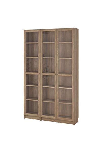 IKEA Modern Kahverengi Cam Kapaklı Kitaplık 120x30x202 cm - Salon/Çalışma Oda...