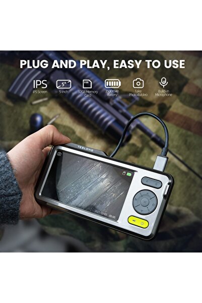 Teslong NTG500 Tüfek Borescope, 5" Monitör ve 45 inç Esnek Problu