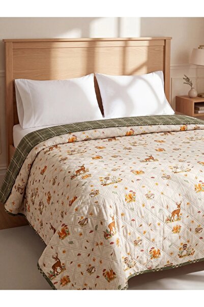 LC Waikiki Mixed Checkered and Patterned Double Bedspread (W6)
