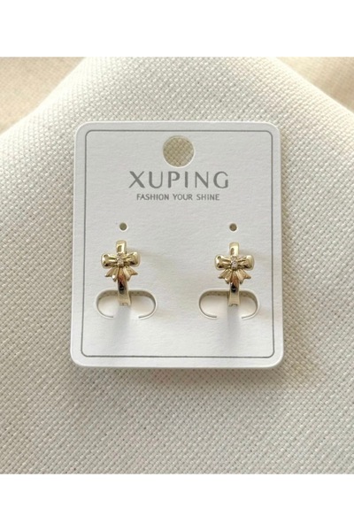 ATELİER GİZEM Xuping kararmaz gold çelik fiyonk çocuk küpesi