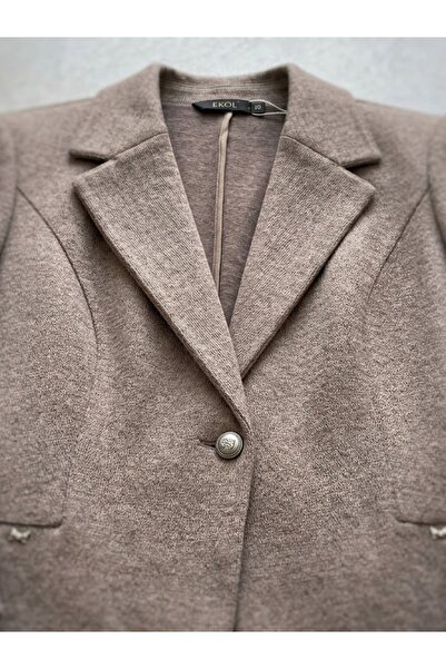 Ekol Pocket Detailed Single Button Blazer Jacket 4201