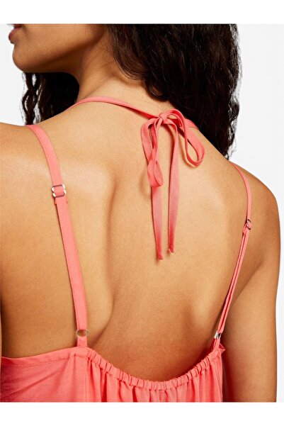 Sisley Kadın %100 Pamuk Fırfır Motifli Enseden Bağlamalı Uzun Elbise 324P43A2LV05P-SIS37N