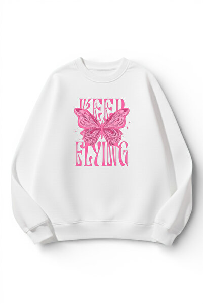 uyguntarz Unisex Soft Textured Keep Flying Printed Design Oversize 3 Thread C...