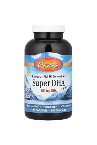 Carlson Super DHA Gems, 500 mg DHA, 640 mg Fatty Acids, Wild-Caught Norwegian...