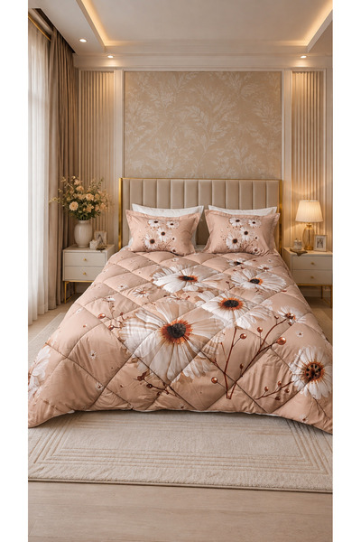 AYBERK HOME TEXTİLE Papatya Double Sleeping Set with Elastic Sheets, 6 Pieces