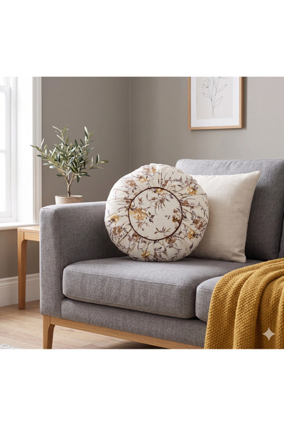 MASSARELLI Artur B Patterned Spanish Fabric Round Cushion Cover 40X40 - Brown
