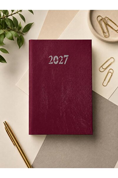 OFİSİNN 2027 Cilt Bezli Sert Kapak 14x20 cm Planlayıcı Günlük Ajanda Bordo