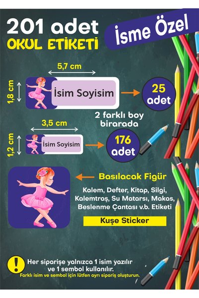 Okul Etiketi Kişiye Özel Okul Etiketi Kalem Defter Etiketi İsimli Sticker İsme Özel Okul Etiketi