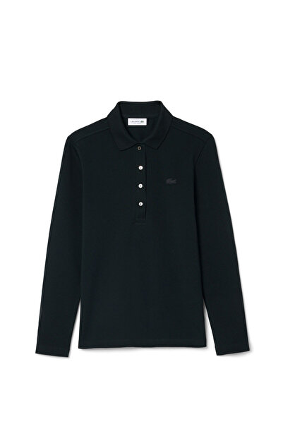 Lacoste L.12.D Dark Green Polo Collar Slim Fit Long Sleeve Women's T-Shirt