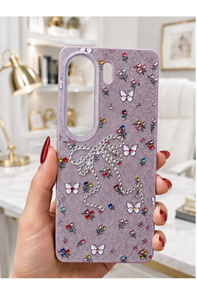 CaseTechnoo Tecno Camon 40 Pro 5G Modeli İle Uyumlu Taşlı Kurdele Kelebek Des...