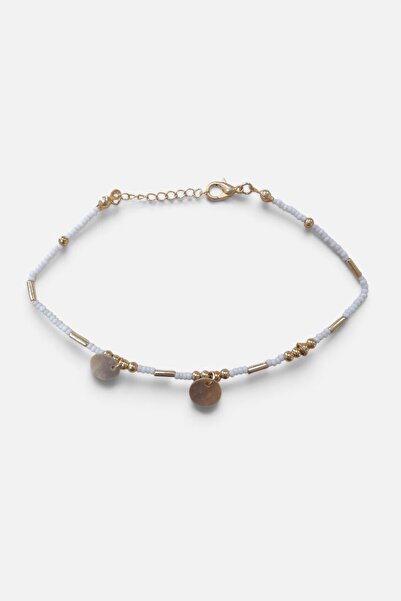 Burjalo 22 cm Gold Color Chain White Beaded Bijouterie Anklet 130696