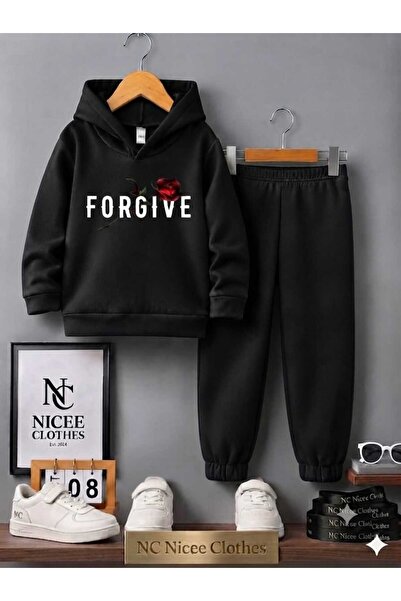 NC Nicee Clothes Children's Tracksuit Set Unisex (White Gorgive Red Rose Prin...