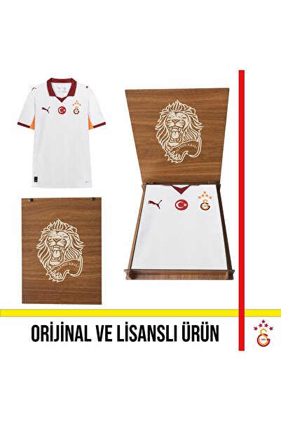 Galatasaray Licensed Puma 2025-2026 White Away Jersey with Lion Wooden Box 77...