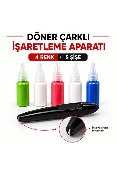 ALBERTOS Pudralı Kumaş İşaretleme Aparatı Terzi Çizim Kalemi 4 Renk 5 Şişe Çizim Tozu
