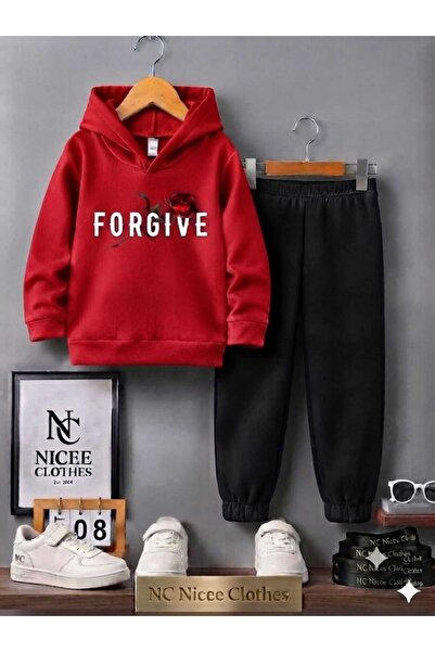 NC Nicee Clothes Children's Tracksuit Set Unisex (White Gorgive Red Rose Prin...