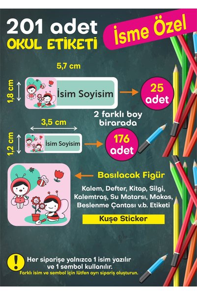 Okul Etiketi Kişiye Özel Okul Etiketi Kalem Defter Etiketi İsimli Sticker İsme Özel Okul Etiketi Arılı Etiket
