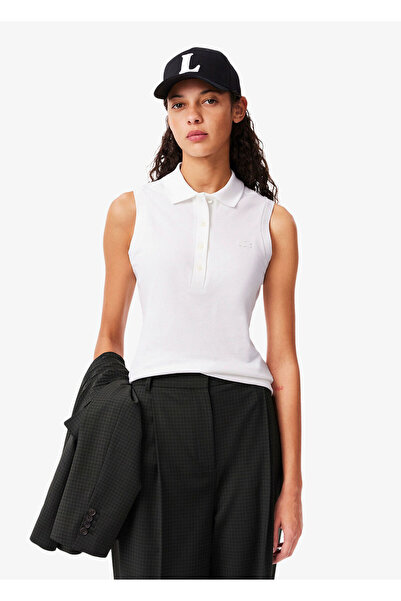 Lacoste Slim Fit White Women's Polo T-shirt