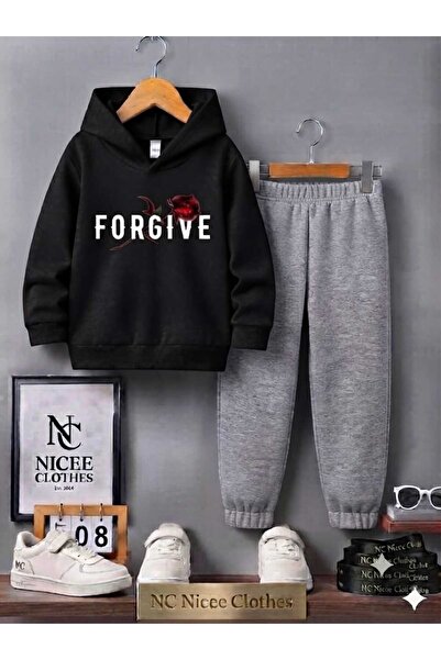 Leto Lykia Children's Tracksuit Set Unisex (White Forgive Red Rose Winter Print)