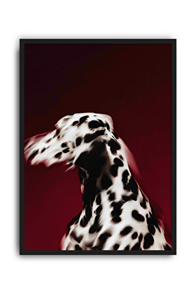 96 Room Red Dalmatian Modern Duvar Tablosu – Kırmızı Dalmaçyalı Köpek Ahşap Ç...
