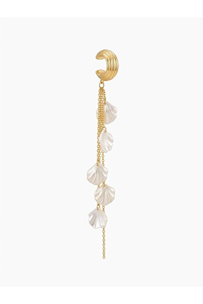 lissstudio Gold Rengi Deniz Kabuğu Detaylı Sallantılı Ear Cuff Kıkırdak Küpe