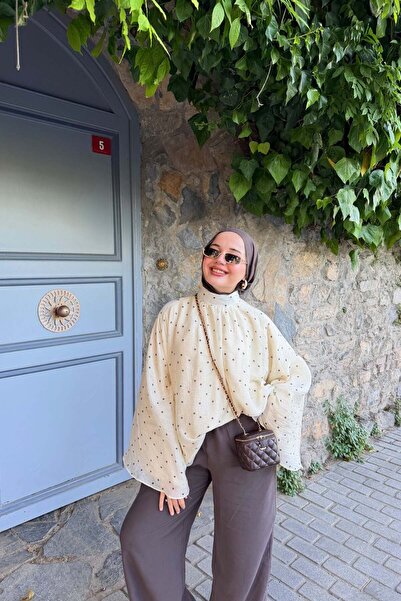 fayaboutique.com Puantiyeli Butteryellow Şifon Velissa Bluz