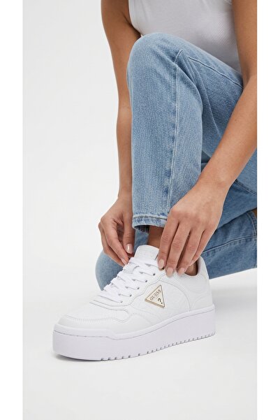 Guess Women's Sneaker Shoes Embossed Logo Lace-Up Thick Sole Daily Casual Com...