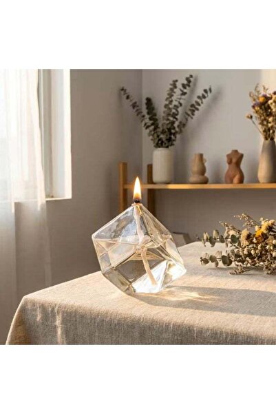 Generic Hand-Blown Glass Paraffin Oil Lamp – Vintage-Inspired Clear Glass Lan...