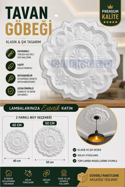 GÜLOĞLU STROPİYER Menekeşe Tavan Lamba Göbeği 40 Cm