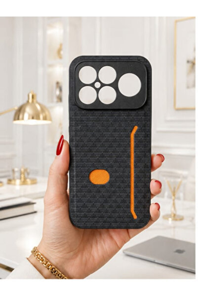 CaseTechnoo Poco F8 ULTRA Uyumlu Karbon Piramit Desenli Kartlıklı Premium Kor...