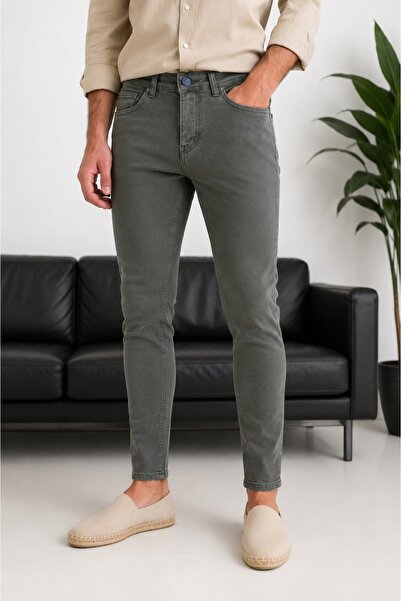urban wear URBAN ERKEK HAKİ Slim Fit Likralı Pantolon - 2690