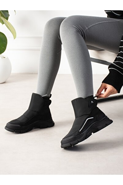 ALEMDAR AYAKKABI Flora Black Women's Boots with Fur Inside