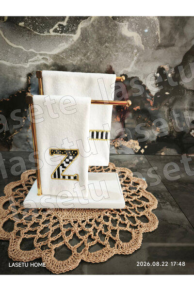 LASETU Checkered Z Letter and Striped Kitchen Towel Set of 2 (30X50)